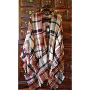 Tan and Burgundy Shawl